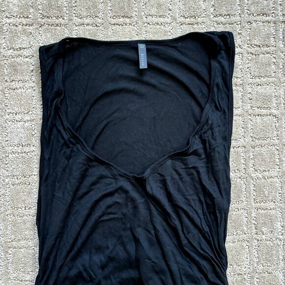 Revolve Riller & Fount Mini Tank Dress Ruched Black Women's 1 Small Stretch Y2K - Picture 3 of 8